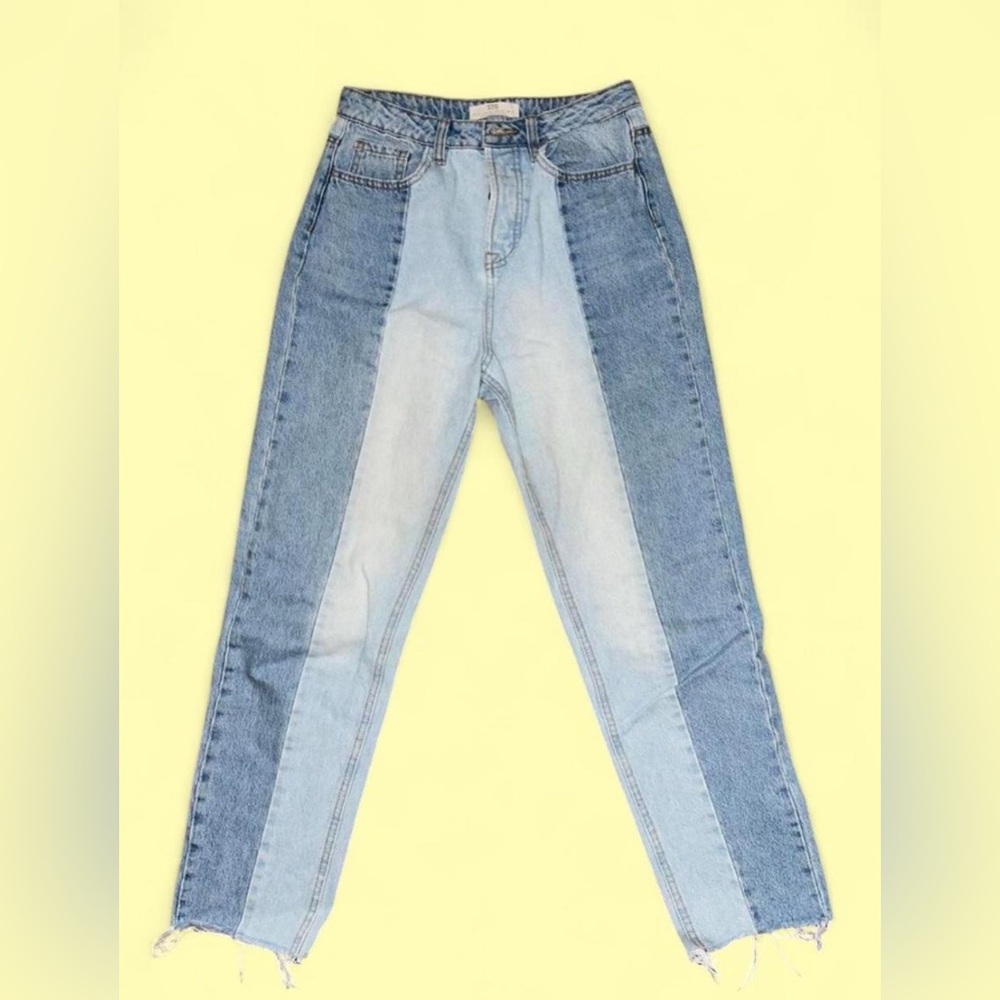 Stradivarius Blue Contrast Straight Leg Jeans